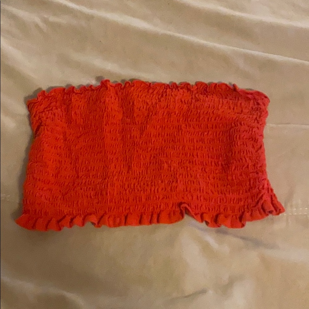 Red Ruffled Tube Top